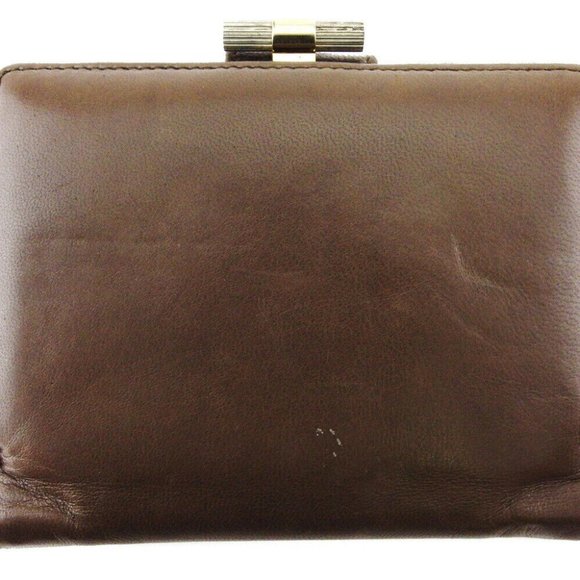 DIOR Bi -fold Wallet Logo Plate Leather Authentic - Picture 2 of 10